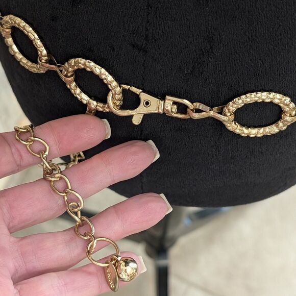 Elegant Vintage Rhinestone And Gold Tone Chain Belt, 44\